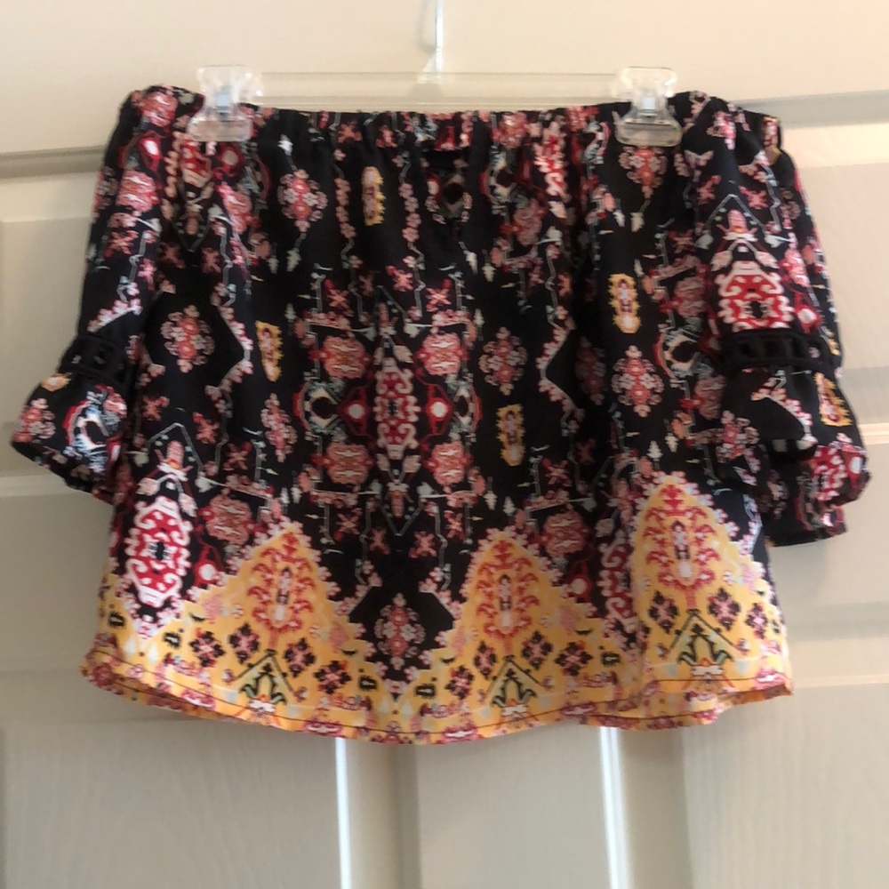 Material Girl off the shoulder crop top